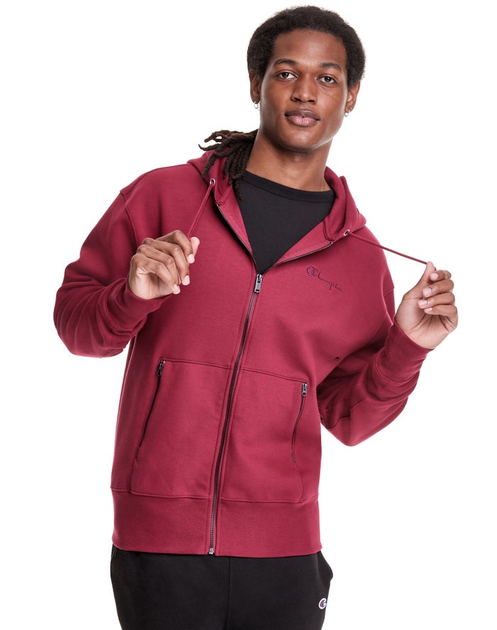 Sudadera Con Capucha Champion Hombre - Tech Weave Full Zip Script Logo ( Rojas ) 1324605-QM